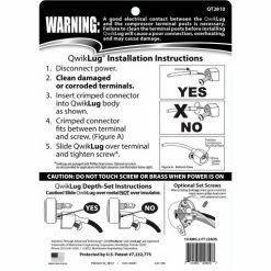 Qwik Products 3 Terminal Repair Lugs QT2810 - 10 AWG, 2' Leads With Nut - Pkg Qty 10 -HVAC Hardware & Parts Shop B2097343 03