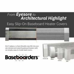 Baseboarders® Basic Series 4 ft Steel Easy Slip-on Baseboard Heater Cover, White -HVAC Hardware & Parts Shop BU7 BC001 48 WHT E