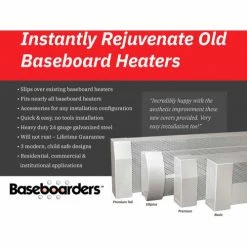 Baseboarders® Basic Series 5 ft Steel Easy Slip-on Baseboard Heater Cover, White 12 Baseboarders® Basic Series 5 ft Steel Easy Slip-on Baseboard Heater Cover, White -HVAC Hardware & Parts Shop BU7 BC001 60 WHT F