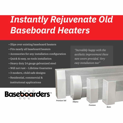 Baseboarders® Basic Series Steel Easy Slip-on Baseboard Heater Cover Left Side Endcap, White 5 Baseboarders® Basic Series Steel Easy Slip-on Baseboard Heater Cover Left Side Endcap, White - Image 5