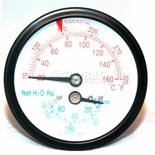 Mitco B136-5M Boiler Gauge, 2-1/2"Dia. X 3"L, 1/4"NPT, Center Back Connection 1 Mitco B136-5M Boiler Gauge, 2-1/2"Dia. X 3"L, 1/4"NPT, Center Back Connection